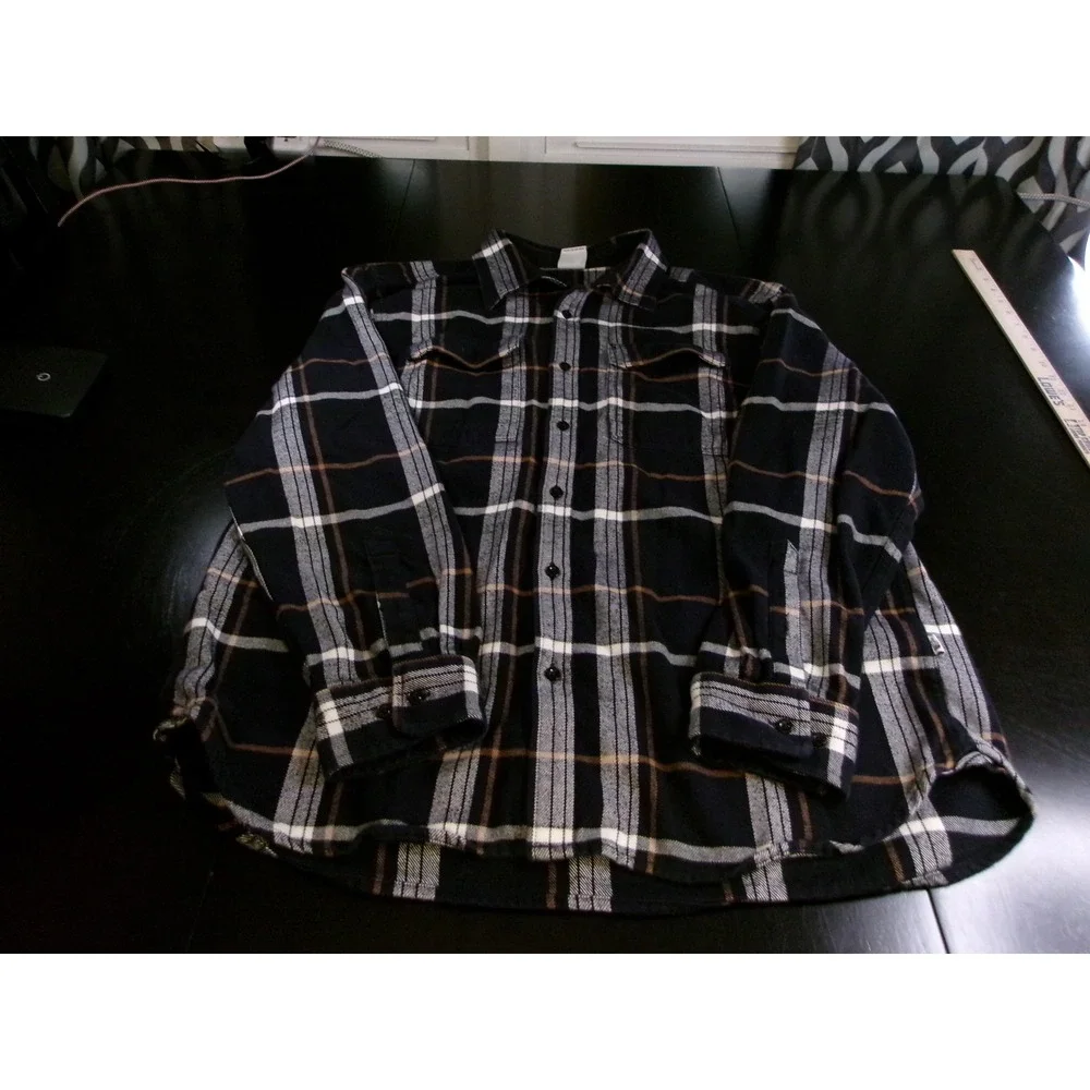 The North Face Mens XL Lined Flannel Shirt Black Plaid Long Sleeve Button Down